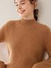Women's Lazy Style Cashmere Cable Knit Sweater - Half-High Collar, Long Sleeve, Loose Fit, Thickened Pullover for Autumn/Winter.
