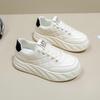 Women's White Walking Casual Sneakers Comfortable Female Students Elevator Comprehensive Sports Leather Shoes Breathable