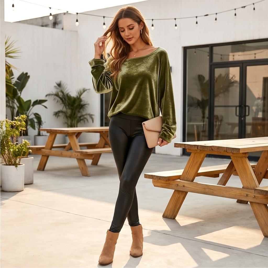 Women's Color Sequin Velvet Long Sleeve Asymmetric Neckline Top