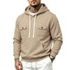 Men’s Heavyweight Fleece-Lined Outdoor Sports Loose-Fit Workwear Plain-Coloured Hooded Sweatshirt for Autumn/Winter