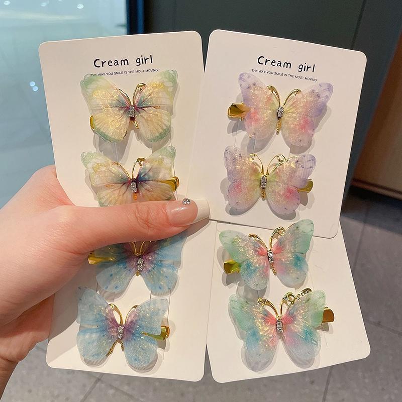 1Pair Fashion Temperament Butterfly Baby Girls Hairpins Cute All-Match Bangs Hair Clips Kids Headwear Children Hair Accessories