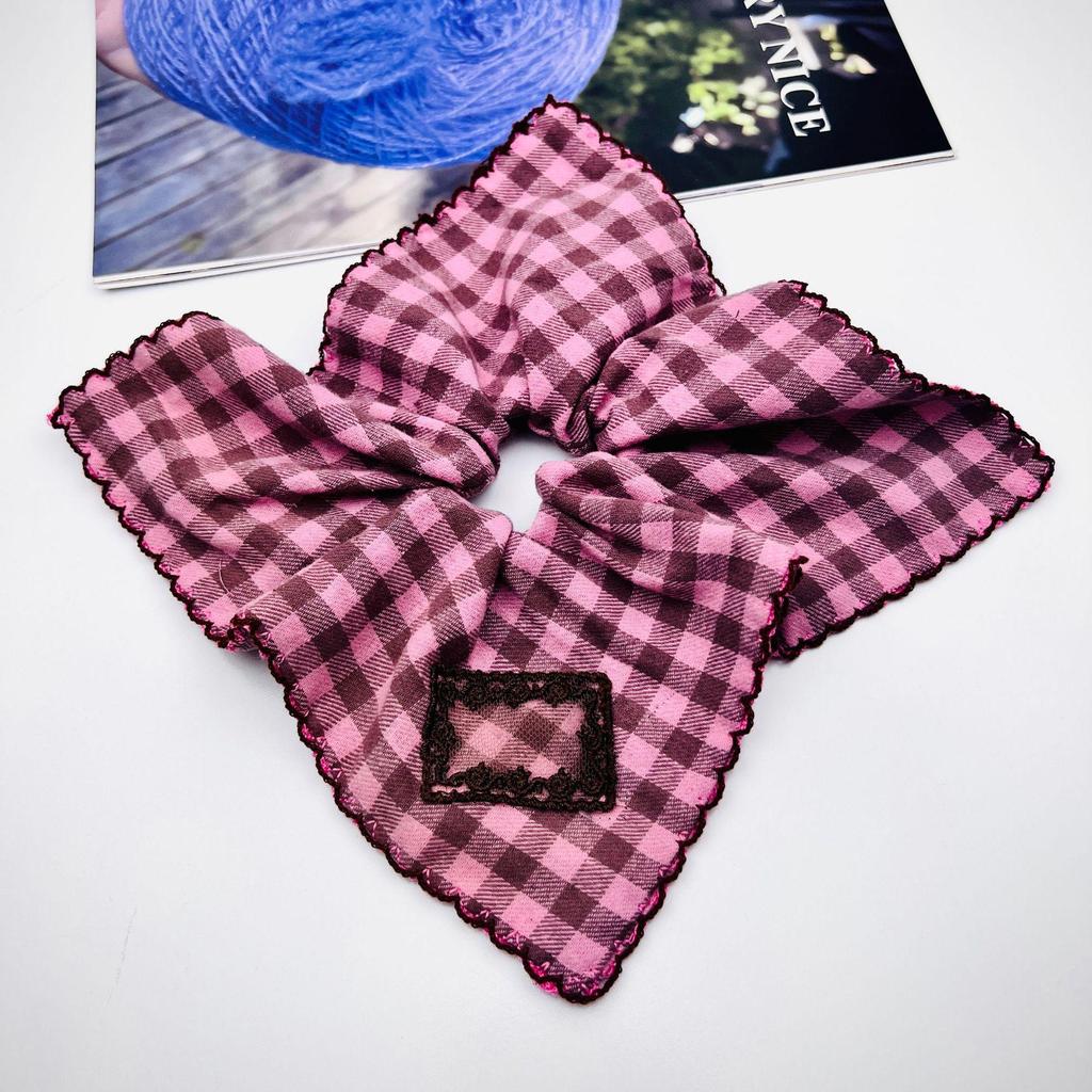 Süßes koreanisches Karomuster Rüschen Scrunchie: Vielseitiges Haargummi