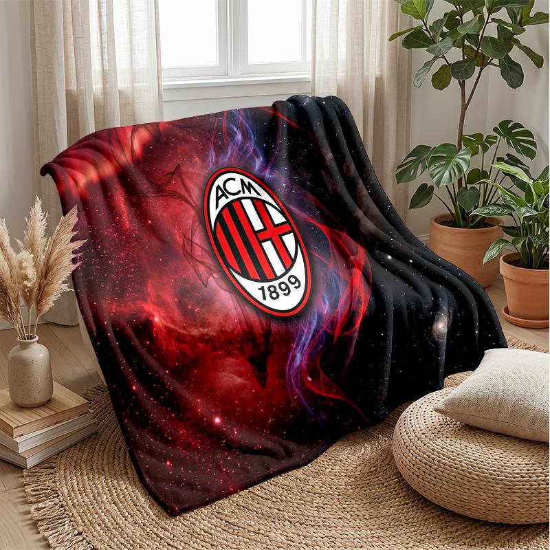 AC Milan Theme Blanket Soft Flannel Blanket Plush Throw Blanket Cozy Sofa Bed Blanket for Home Decor