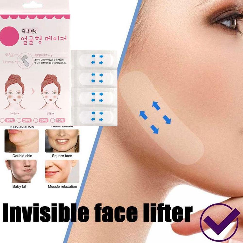 40Pcs/Box V Lift Face Sticker Invisible Makeup Adhesive Lift Face Tape Slim Patch Breathable Sticker Lifting Tighten Chin