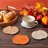 Pumpkins Coaster Handmade Knitted Drink Coaster Set Autumn Drink Cup Pad Mats Absorbent Bottle Mug Place Mats (4pcs)