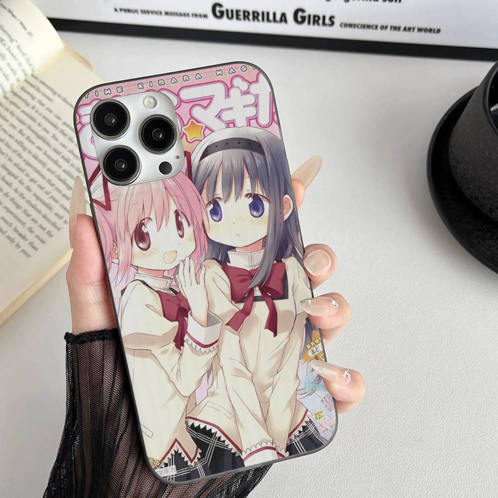 Cute Anime Puella Magi Madoka Magica For Phone 17 16 15 14 13 12 11 Pro Max Plus Pro Air Phone Case Corrugated Stripe Back Cover