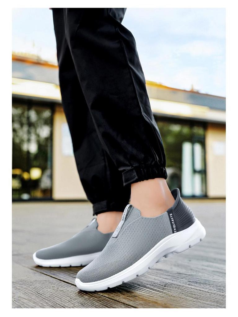 Men's Mesh Breathable Slip-on Casual Lightweight Shoes, Plus Size, Thick Sole, Outdoor Sports Footwear