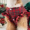 Dog Dress Pet Classic Plaid Skirt Kittens Puppies Dress Cute Little Flying Sleeves Bow Party Princess Dress New Year's Christmas