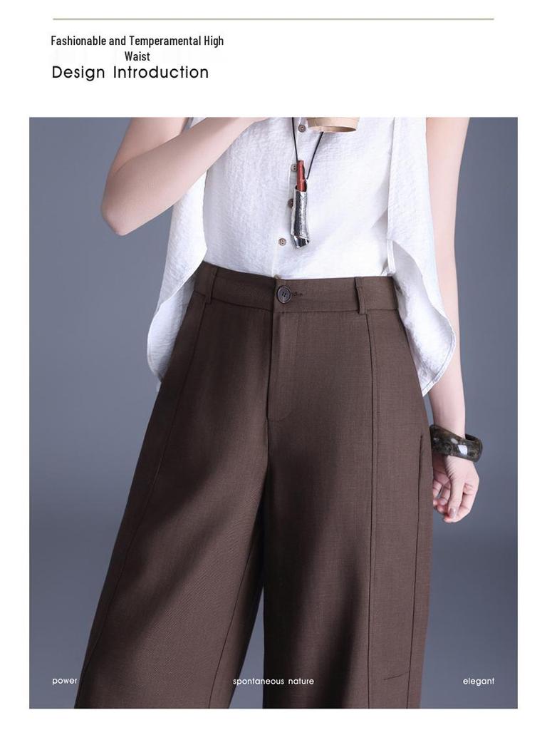 Neuer Eingang Schlankmachende High-Waist Hosen mit Fall - Vielseitiges Schlankes & Weiter Bein Design für Freizeitkleidung