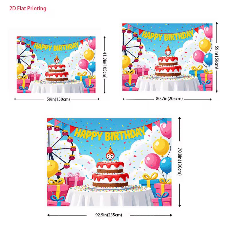 2D Freizeitpark Geburtstag Hintergrund Cartoon Riesenrad & Kuchen Hintergrund für Kinder