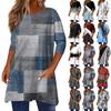 3/4 Sleeve Tops For Women T-Shirt Casual Print Tops T Shirt Round Neck Pullover Blouse