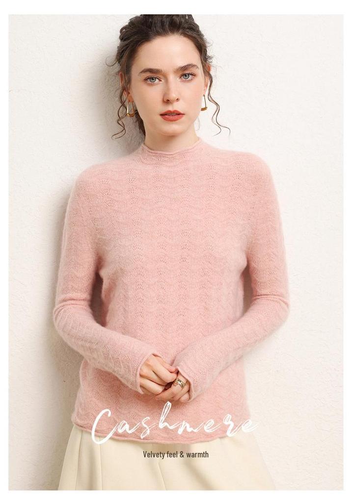 Women's Elegant Cashmere Sweater - Hollow Air Design, Loose Fit, Slimming, High-End Feel