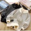 Boys Stripes Sweatshirt Coats Spring Autumn Girls Casual Pullover Big Kids Clothing Lapel Zipper Tops Children Sportswear