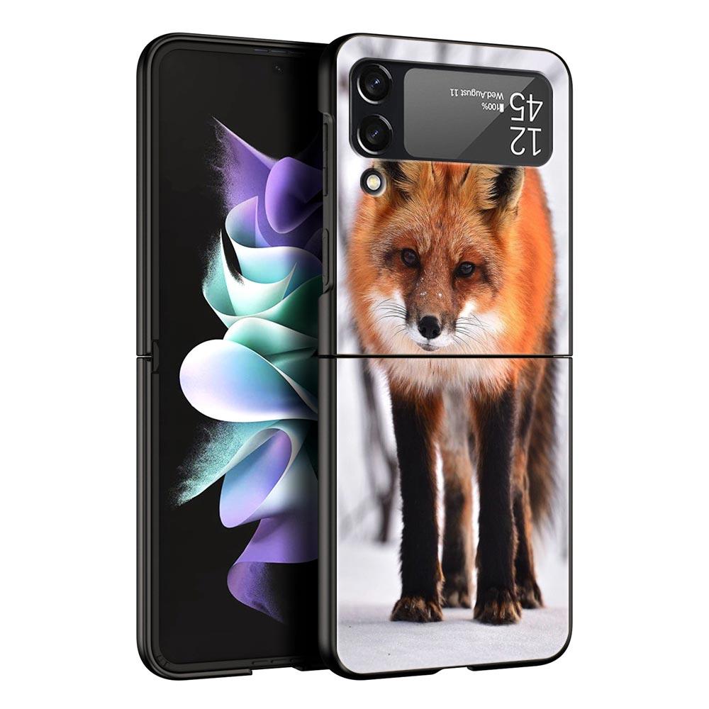 Cute Red Fox dárkové pouzdro na luxusní telefon Samsung GalaxyZ Flip 4 5 Fold Black Hard PC Shell pro Samsung Z Flip 3 Cover Couqe