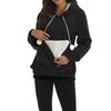 Women's Fashion Casual Top Solid Color Long Sleeve Pet Pocket Hoodie Sweatshirt
