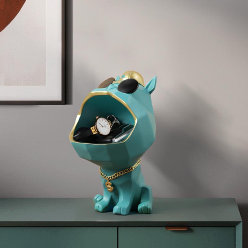 Resin Sunglasses Dog Storage Figurines Creative Nordic Animal Statue Miniature Living Room Desk Christmas Decoration  ZM1128