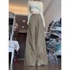 Women's American Retro Khaki Wide-Leg Flare Jeans - Spring/Autumn 2025 Collection, Loose Drape A-Line Floor-Length Pants