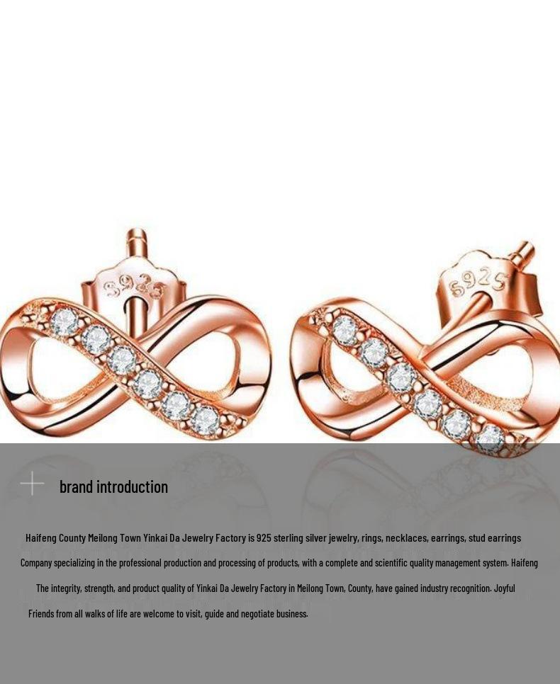 S925 Sterling Silver Infinity Stud Earrings for Women - Rhinestone Inlaid, Light Luxury Fashion Jewelry