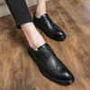Summer brown leather shoes men's brock business punching breathable shoes heightening casual British soft soles wedding groom
