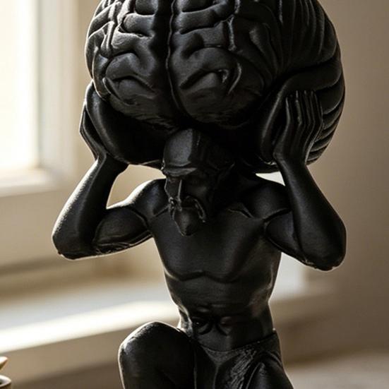 3D-gedruckte Desktop-Figur Kleiner Mann mit Gehirn Skulptur für Wohnzimmer Schlafzimmer Büro Schreibtisch Regal Dekoration