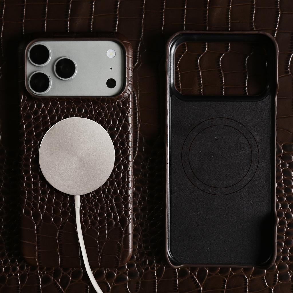 Real Leather Case Crocodile Pattern For iPhone 17 Pro max Air 16 pro 15 14 13 12 11 Luxury Wireless charging Protective Cover