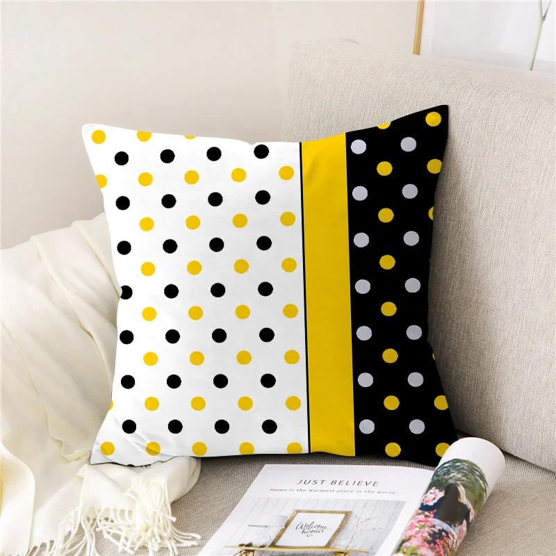 Yellow and Black Cartoon Bear Giraffe Throw Pillow Case Geometric Cushion Covers for Home Sofa Chair Decorative Pillowcases