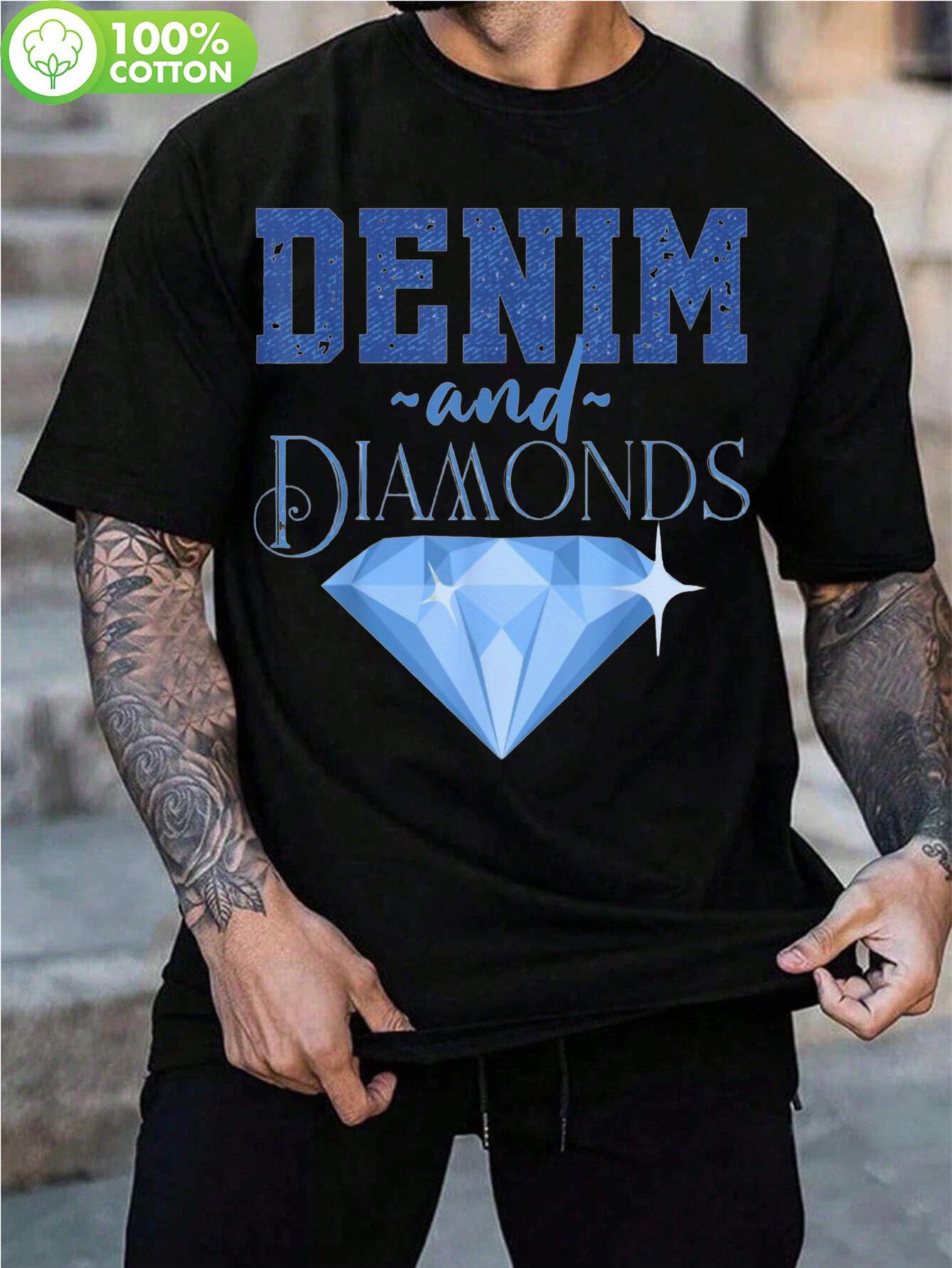 Denim and Diamonds Graphic Print Tshirt - 100% Cotton Reg... S
