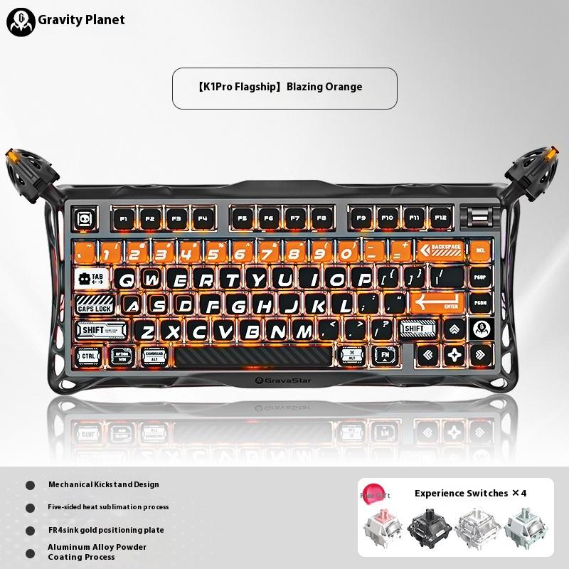Gravity Planet 75k1pro Mekanik Klavye Kablosuz Oyun Esports Profesyoneli Alüminyum Özelleştirme Bilgisayar Çevre Birimleri