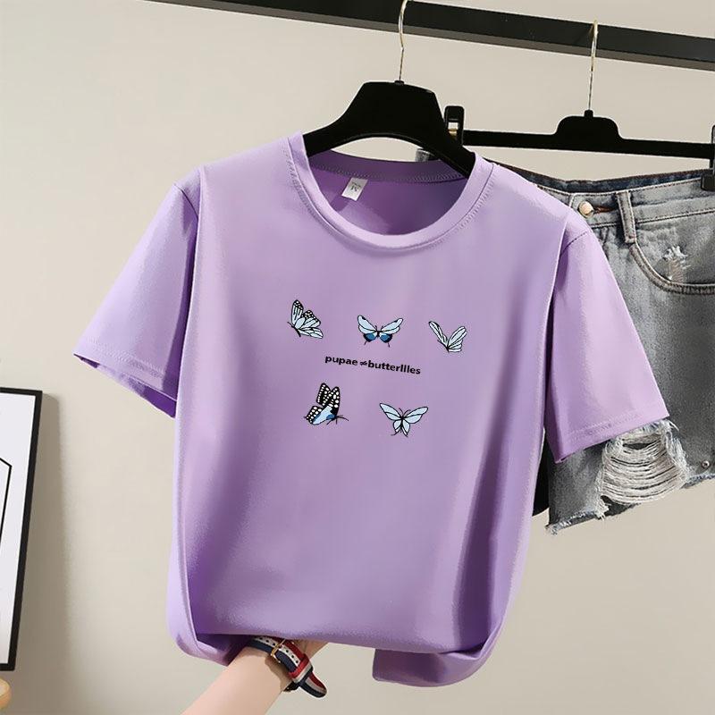 Summer 2025 New Short-sleeved T-shirt Women's Round-neck Printed Top