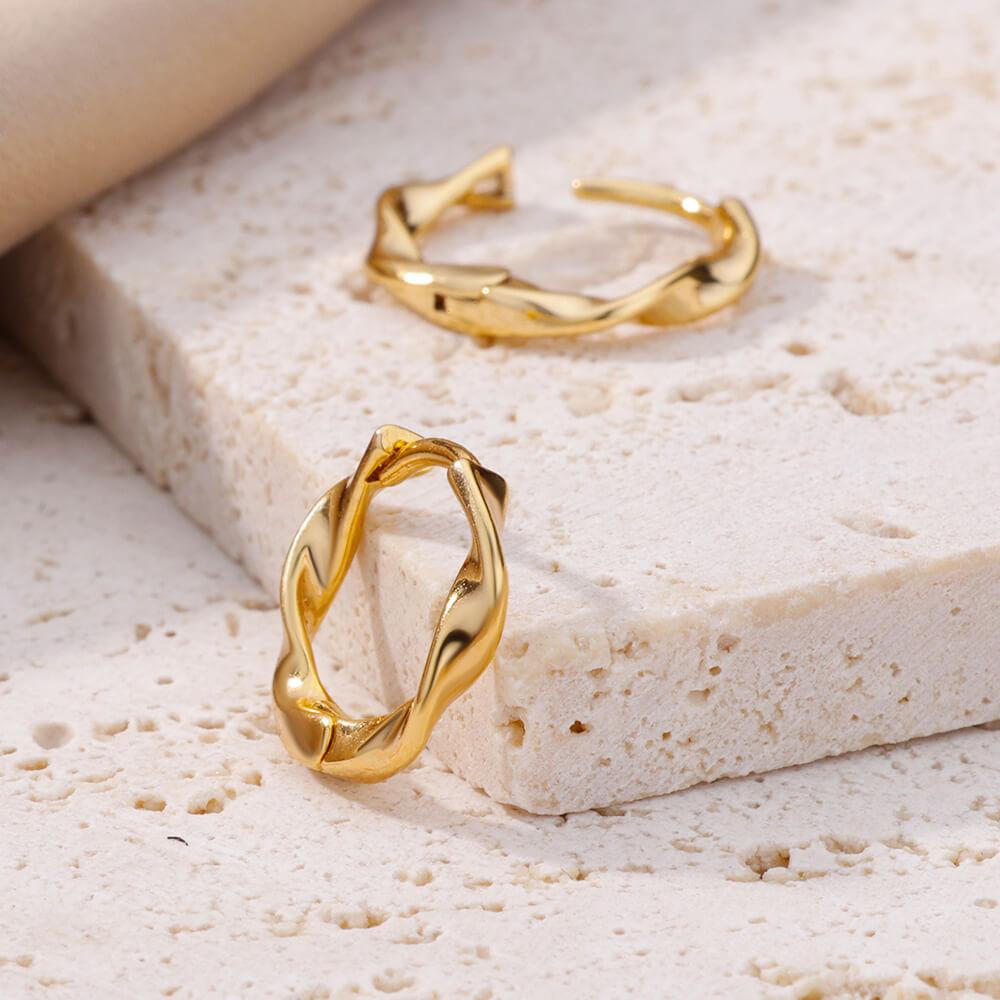 Stainless Steel Irregular Twist Earrings for Women Gold Color Round Hoop Earrings Fashion Jewelry Wedding Gifts