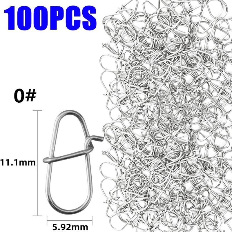 100/200PCS Stainless Steel Fishing Snap Hooked Snap Pin Fastlock Clip Accessorie Tackle for Barrel Swivel Lure Hook Fishing Tool