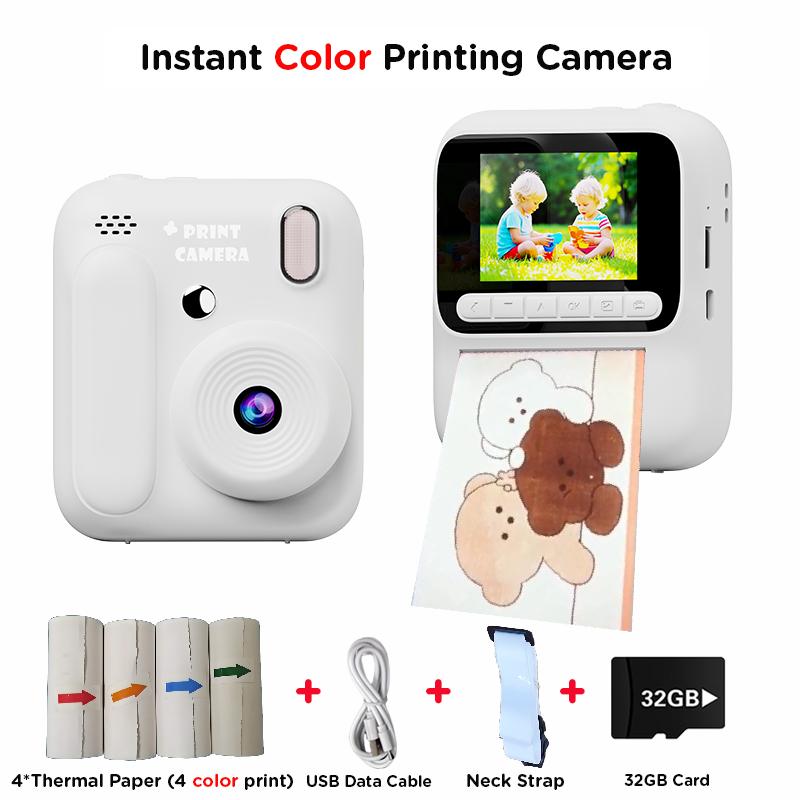 Kids Instant Color Printing Camera 1080P Colorful Po Thermal Print Toys Camera Video Games Music Children Boys Girls Gifts