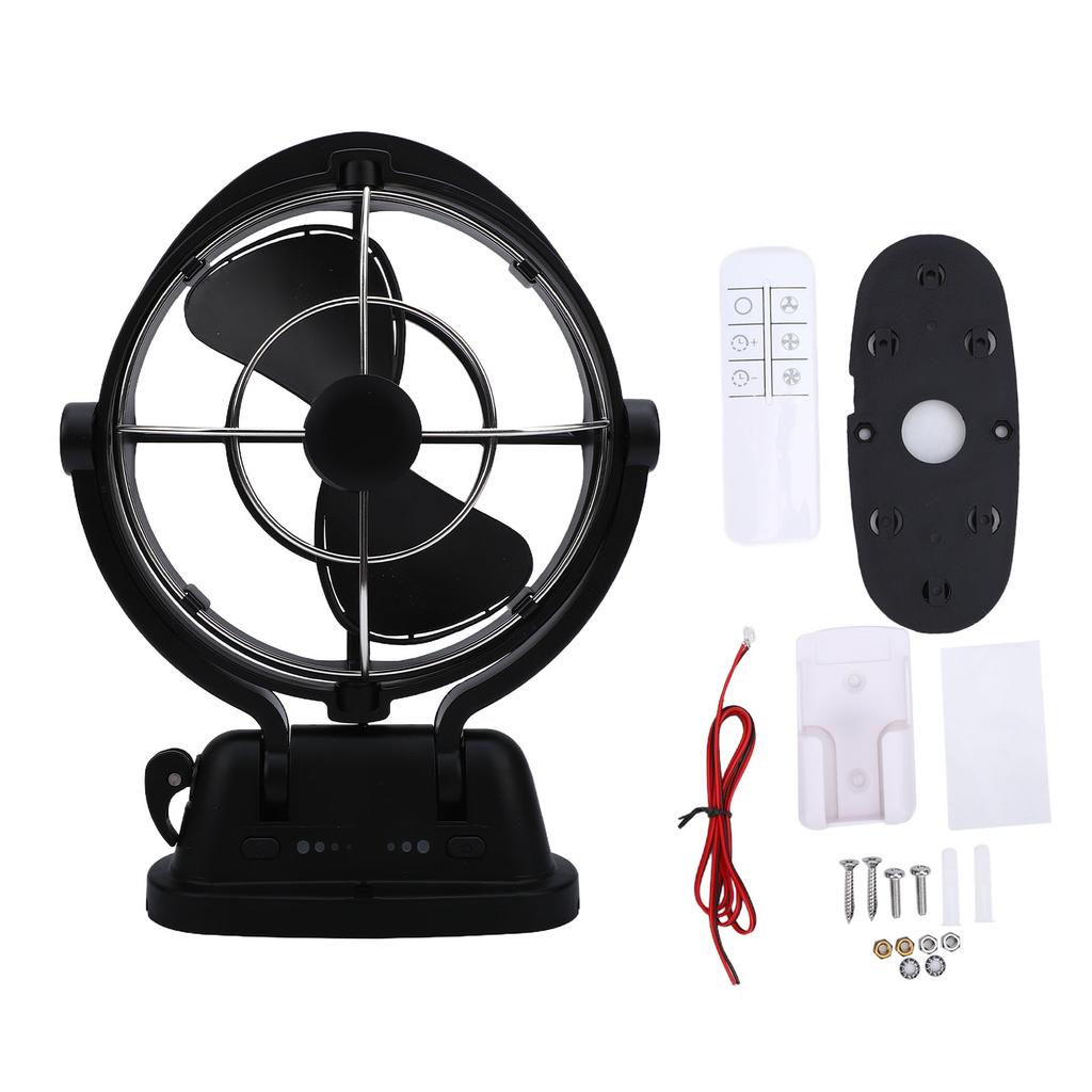 Auto Sensing DC 3 Speed Cabin Fan Quiet Omnidirectional Low Power Draw Fan for Boats and RVs Black