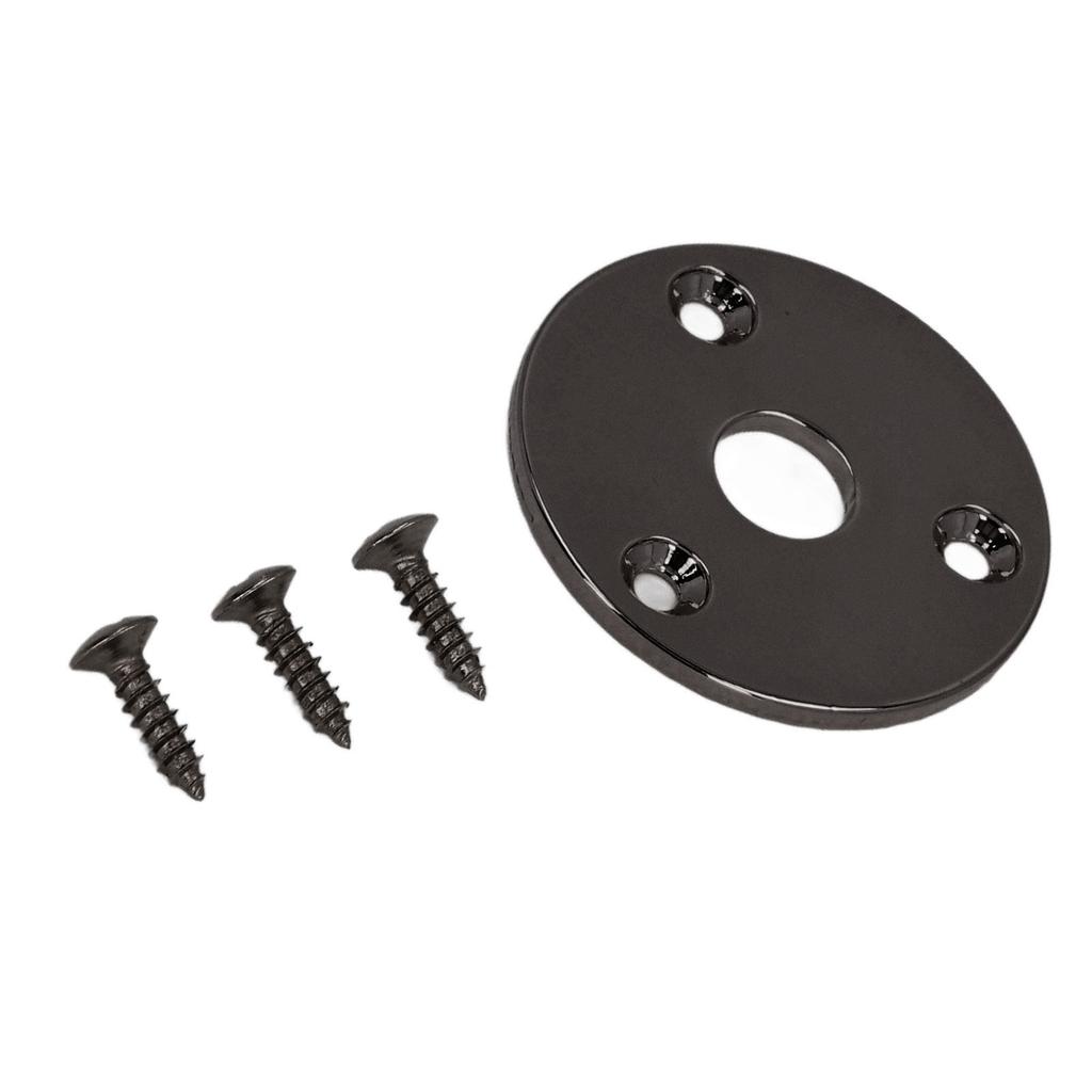 Guitar Socket Plate Round Metal Input Output Cover Replacement Hardware for Bass with Mounting Screws