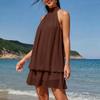 Sleeveless Halter Neck Mini Dress with Layered Hem and Loose Fit for Women Suitable for Various Occasions