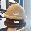 Solid Color Knitted Hat Turned-up Brim Melon-shaped Hat Minimalist Beanie Hat