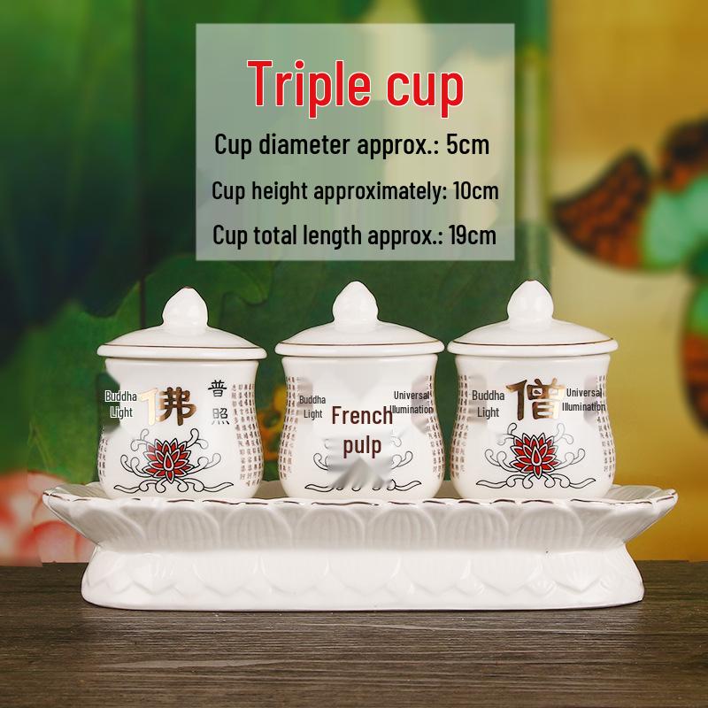 Keramische Opferbecher für Buddha, Guanyin und den Gott des Reichtums - Klein, Perfekt für Weihwasser und zum Anziehen von Reichtum.