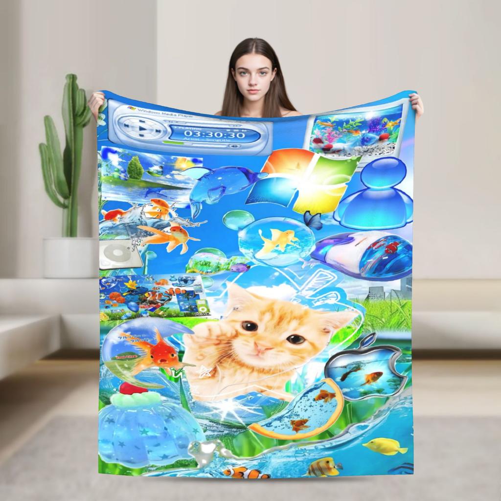 Frutiger Aero Decken Super Warme Flauschige Plüsch Überwurfdecke für Sofa Bett Picknick Flanell Tagesdecke Bettbezug