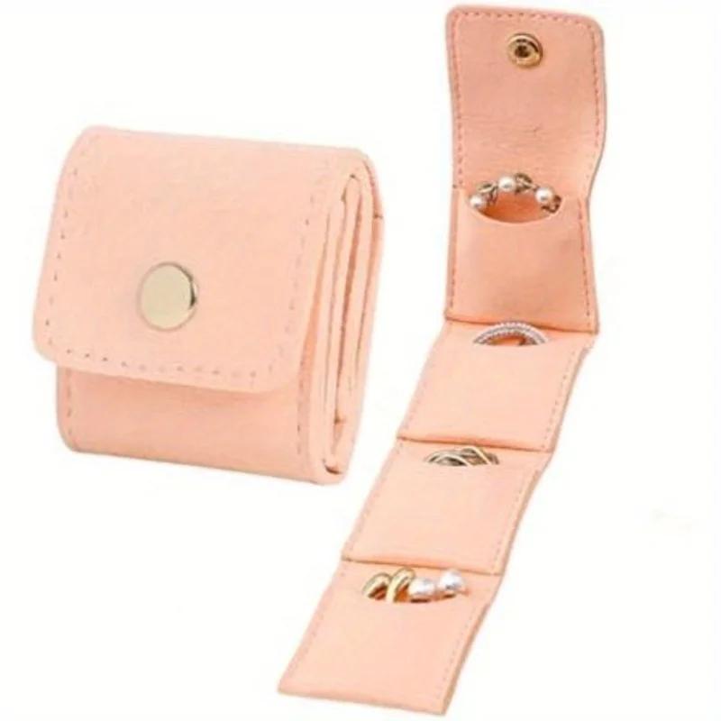 Mini Travel Jewelry Roll Bag with Buckle, Portable Foldable Travel Jewelry Storage Box, Small Jewelry Box for Earrings, Rings