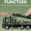 1:32 Scale Missile Truck Toy Model Car Rocket Launcher Vehicle Metal Diecast Sound Light Pull Back Military Models Boys Gifts