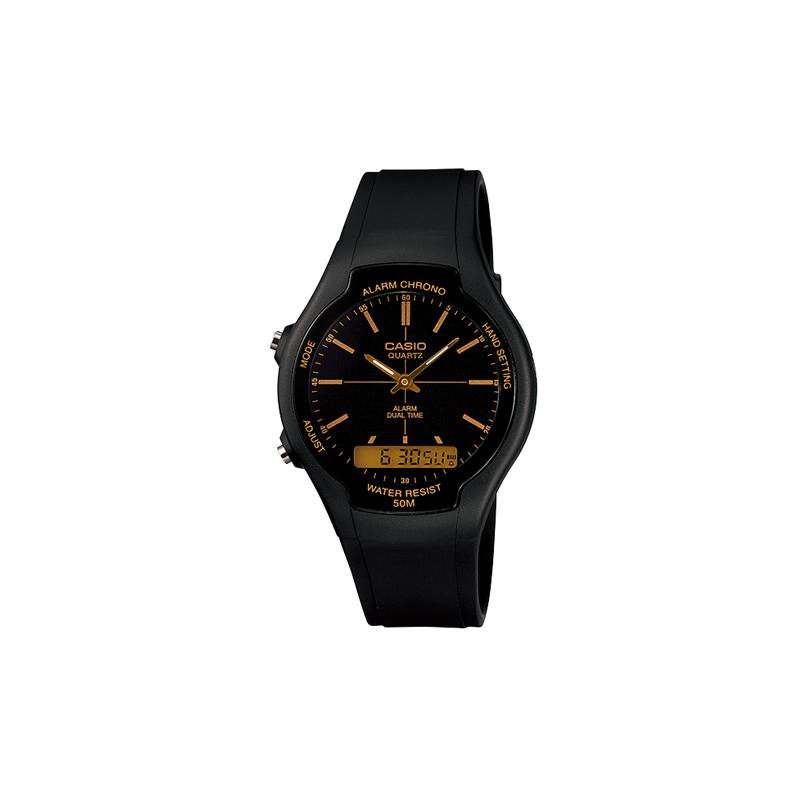 

Casio series YOUTH series - disc dual display fashion trend retro casual streamlined classic pointer dual display multi-function large dial AW-90H-9E