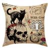Halloween Pumpkin Scarecrow Pillowcase Black Cat Crow Skull Linen Sofa Cushion Cover Ghost Festival Home Decorative Pillow Case