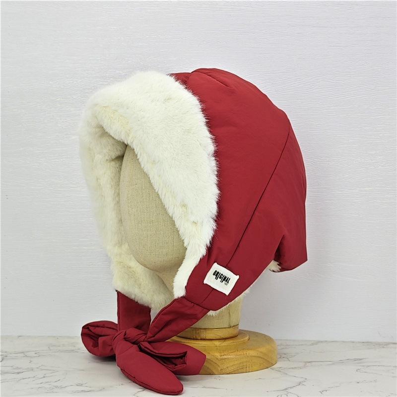 

Осенне-зимняя шапка-ушанка для женщин, корейская версия, с бархатной теплой подкладкой, можно использовать как шапку-сумку, с защитой ушей, на завязках, плюшевая шапка-головной убор average size