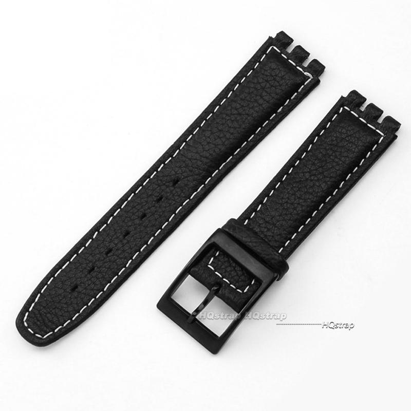 17mm Echtes Lederarmband für Swatch Armband Litschi Uhrarmband Armband Braun Uhrenarmbänder Damen Herren Uhr Gürtel Zubehör