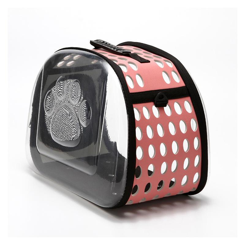 

Pet Bag for Going Out Portable Transparent Cat and Dog Backpack Foldable on All Sides Breathable Crossbody Cat Bag S рожевий