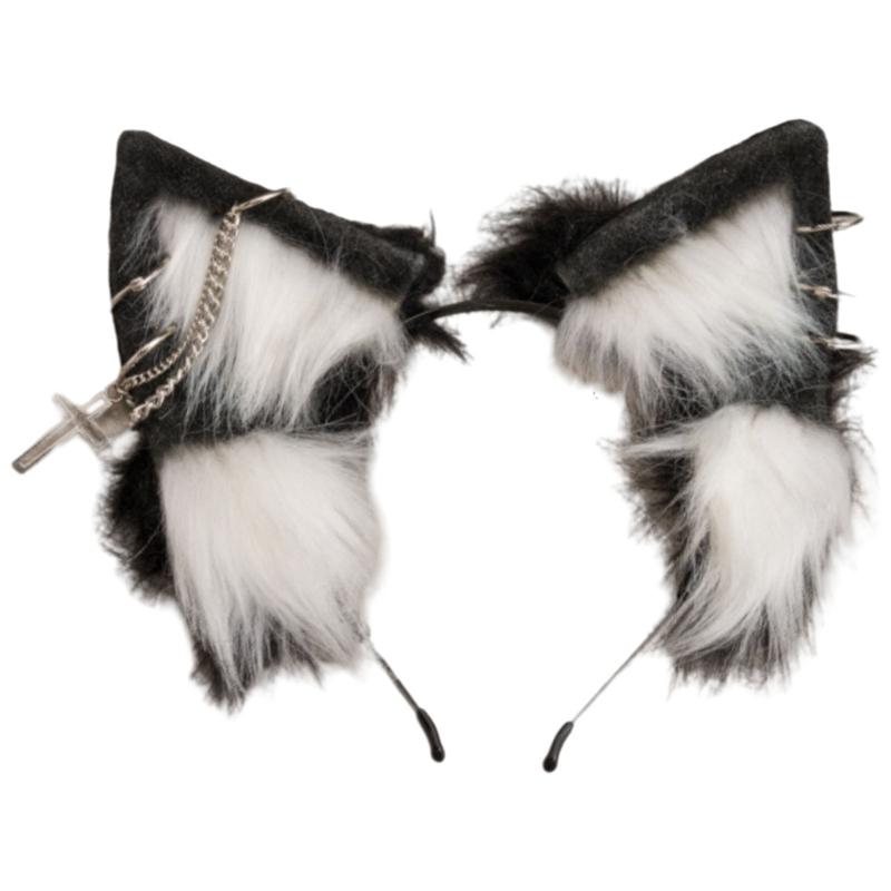 

Sweet Wolf Ear Headbands Lovely Plush Hair Hoop Soft Comfortable Headwear for Music Festivals Parties 1