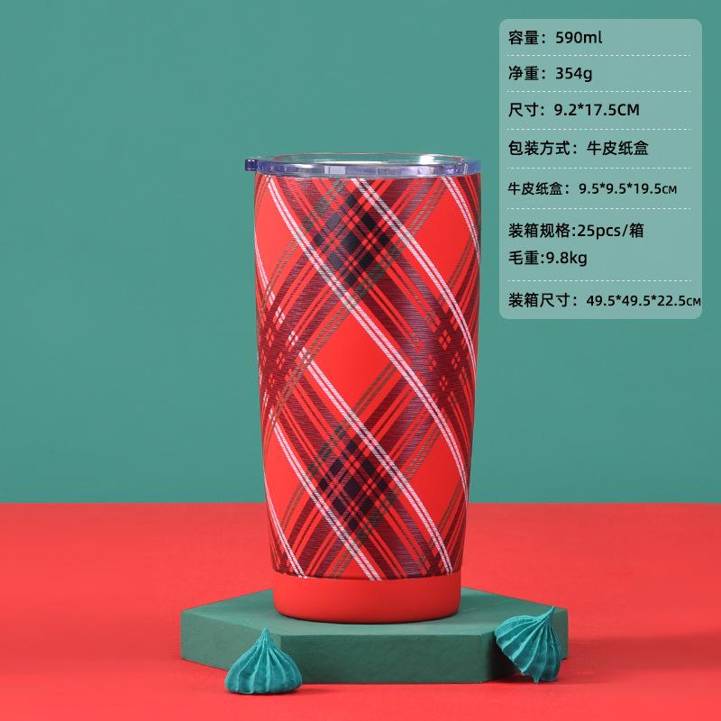 Stainless Steel Thermos Cup, Coffee Cup, Christmas Red Set, Large Capacity Handle Outdoor Sports Water Cup