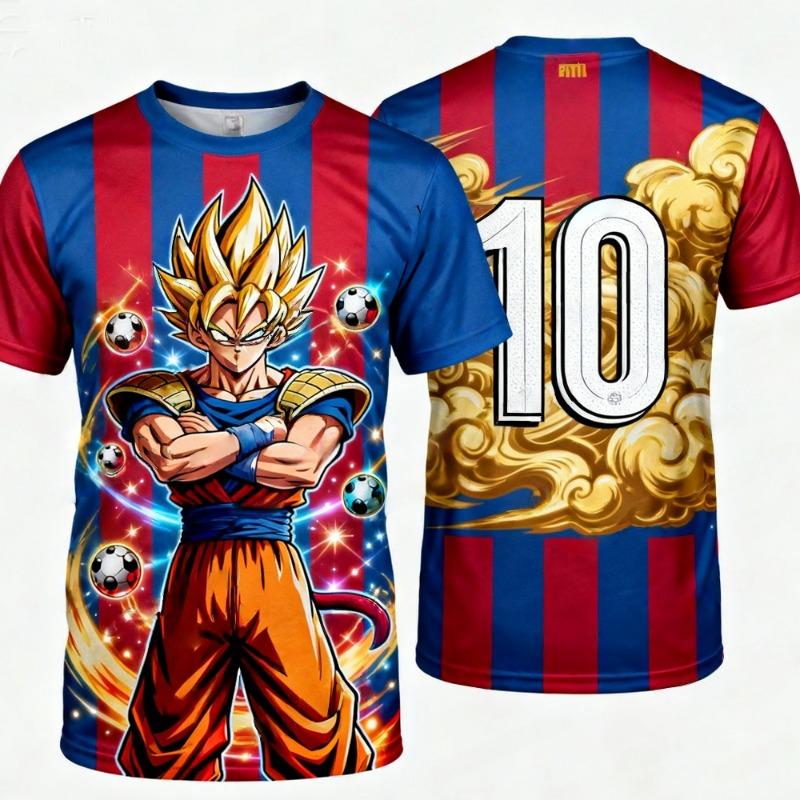 2026 New Dragon Ball Z Goku Anime Football Jersey Summer Plus Size Breathable Jersey Cosplay Short Sleeve T-shirt