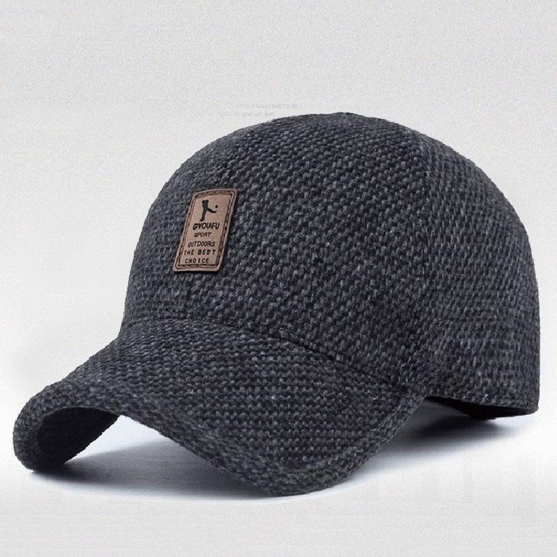 Men Autumn Winter Hat Outdoor Thick Warm Adjustable Earmuffs Baseball Cap
