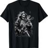 Camiseta De Coleccin Death Skeleton Guitar Guy Banda Rock And Roll On Vintage Graphic Designer Clothes Stylish Fashion